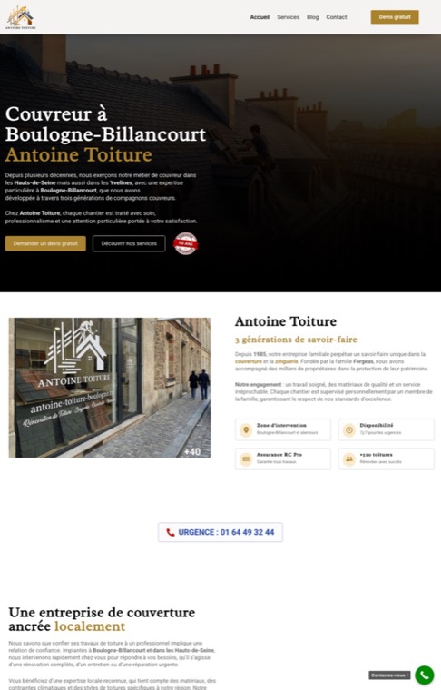 Capture du site Antoine Toiture